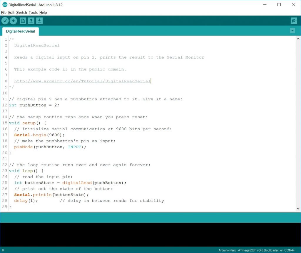 Tampilan Arduino IDE di Microsoft Windows